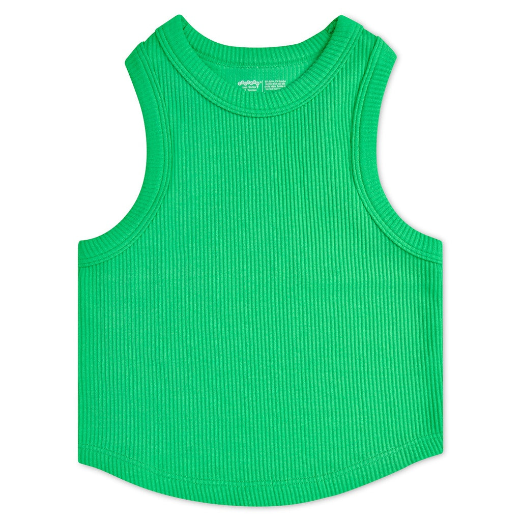 Glam Green Cropped Racer Back Tank