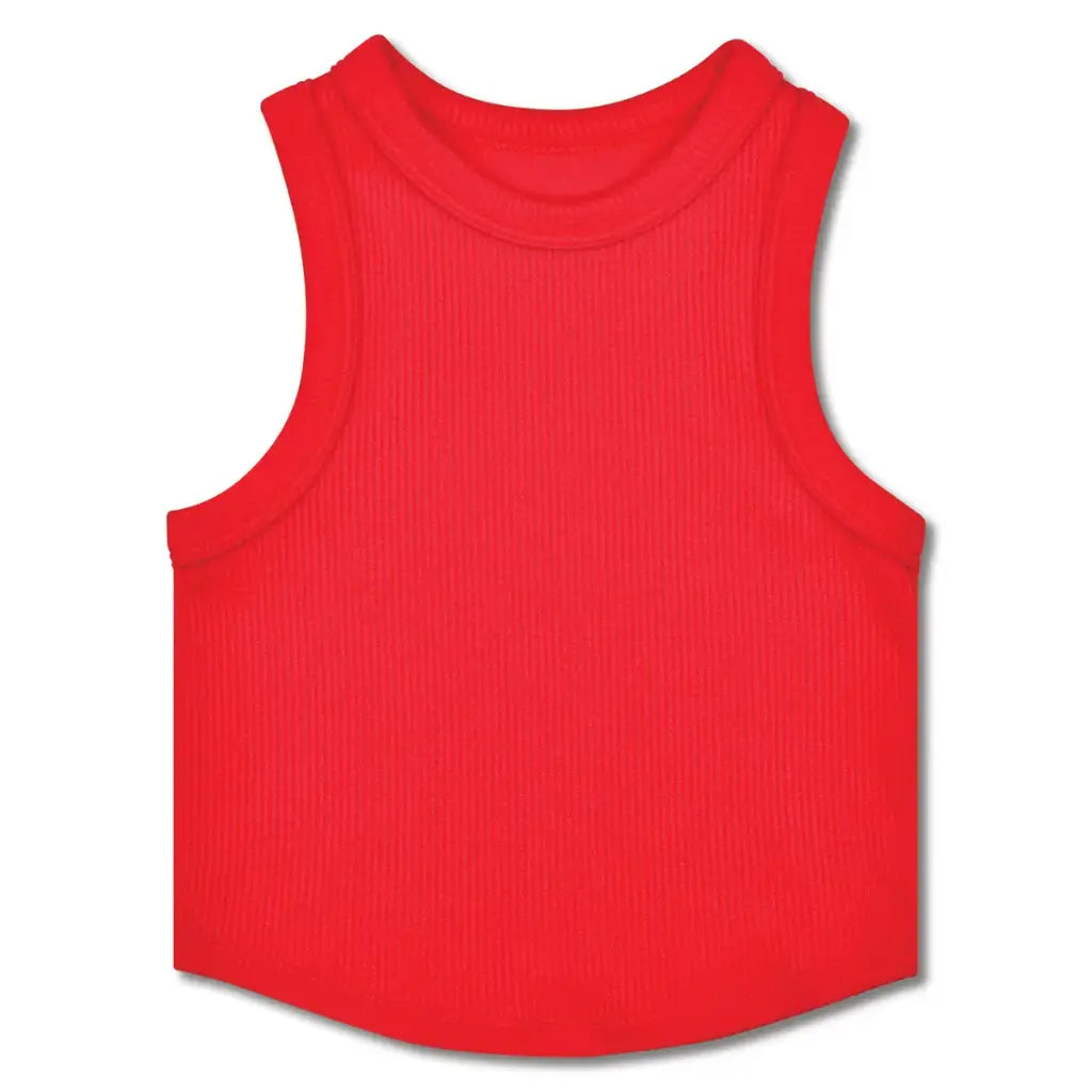 Cherry Red Cropped Ribbed Raceback Tank