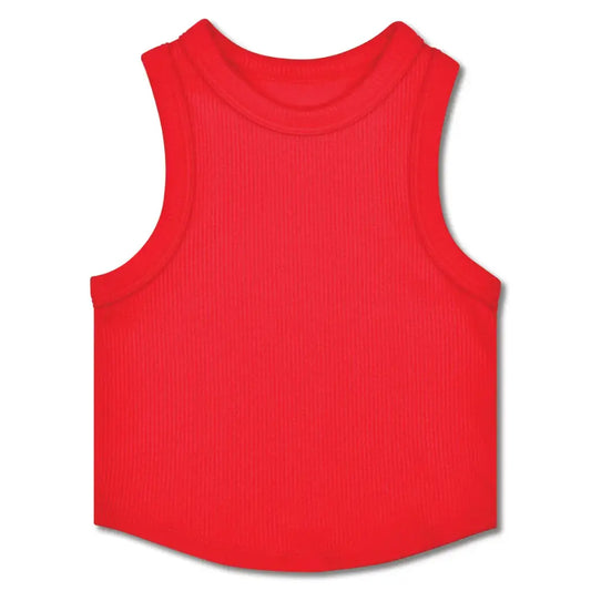Cherry Red Cropped Ribbed Raceback Tank