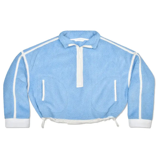 1/2 Zip Sherpa Pullover, Blue/Cream