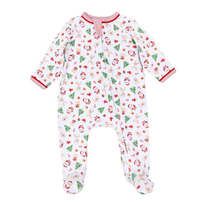 Christmas Magic Print Zip Footie