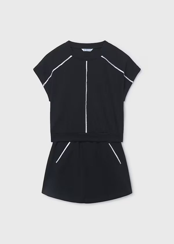 Athleisure Tee/Skirt Set, Black