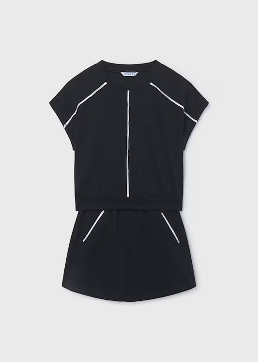 Athleisure Tee/Skirt Set, Black