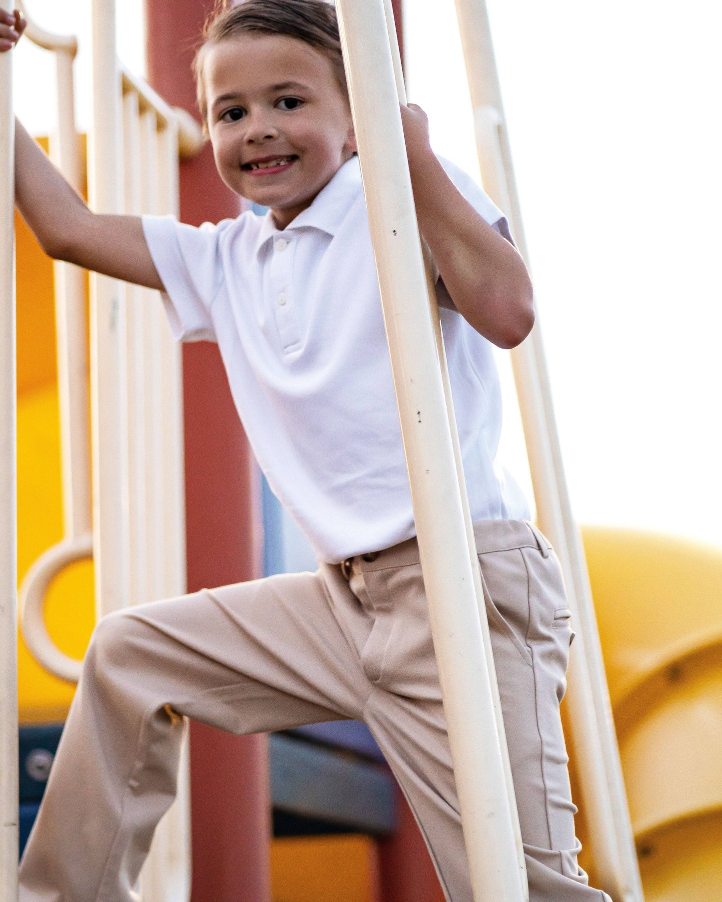 Parker Zipper Front Pant in Performance Khaki