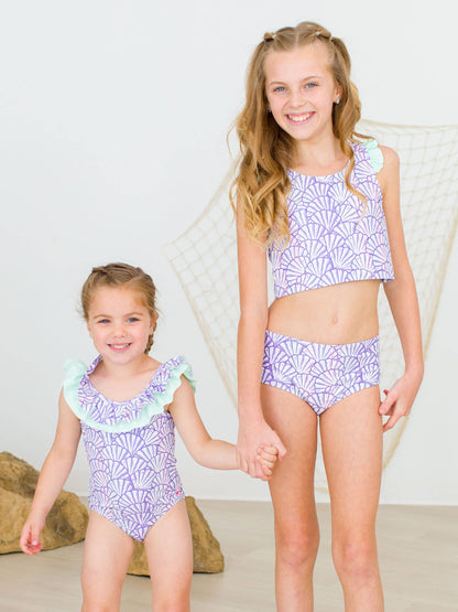 Girls Magical Mermaid Racerback Flutter Tankini 2-Piece Swimsuit