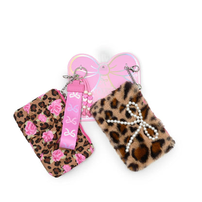 Quilted Scrunchies Leopard 3 Piece Coin Purse Keychain Set