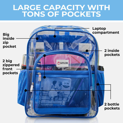 Clear Backpack For School XL | Top YKK® Zip | Blue Rhino