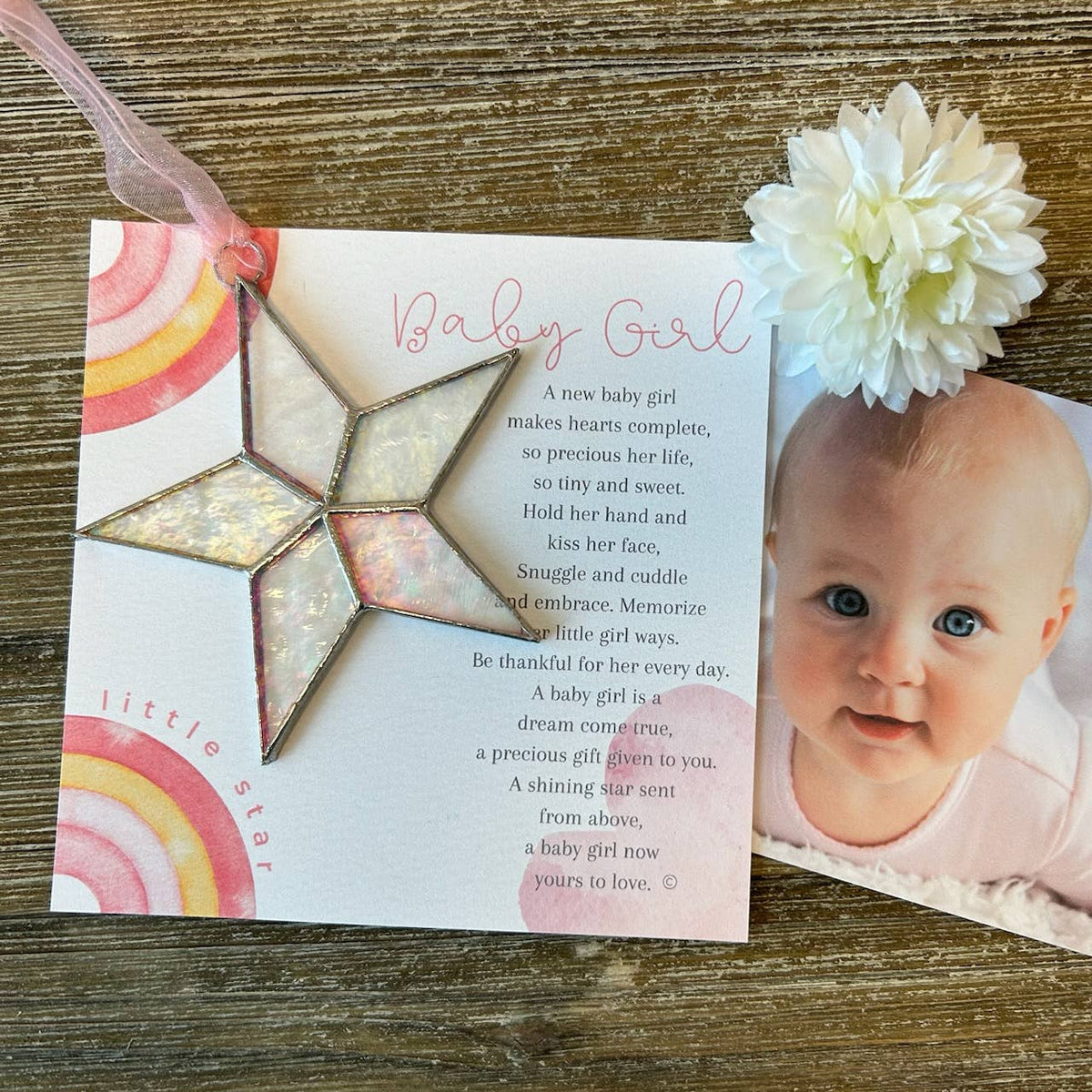 Little Star: Baby Girl Handmade Stained Glass Star