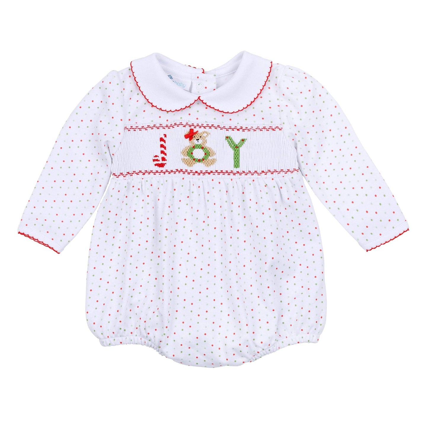 Christmas Joy Classics Smocked Long Sleeve Bubble - Red Girl