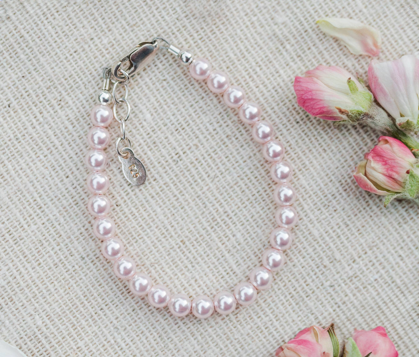 Sterling Silver Pink Pearl Baby Girl & Children's Bracelet