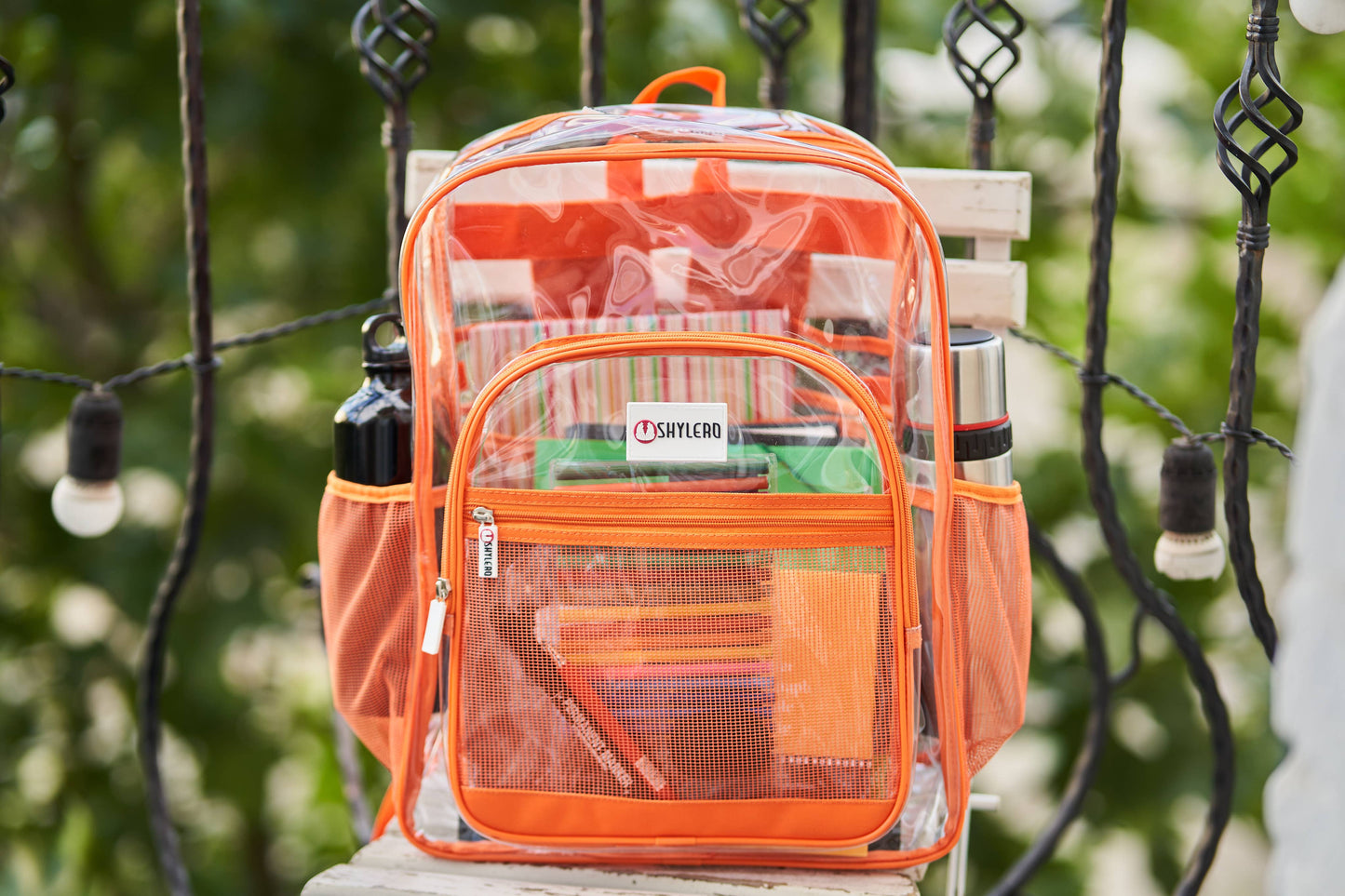 Clear Backpack For School XL | Top YKK® Zip | Orange Rhino