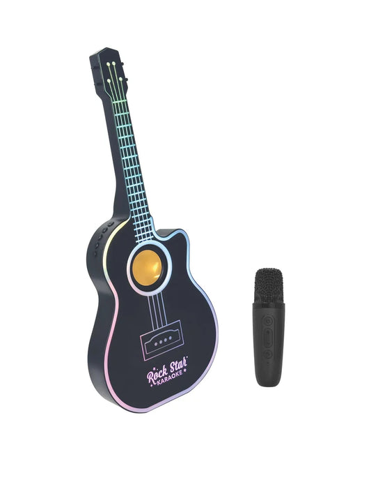 Bluetooth LED Guitar/Karaoke Microphone Set, Black