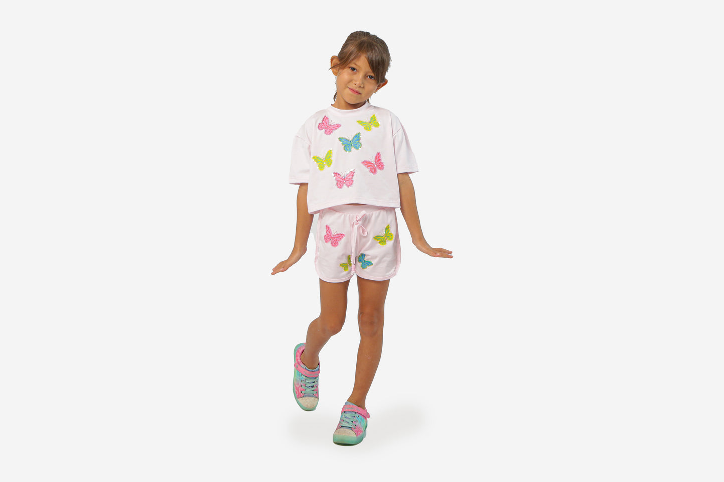 Multi Butterfly Paige Short, Blush Pink