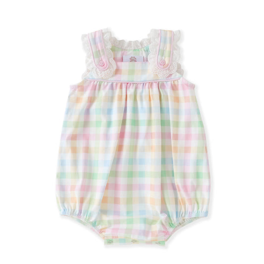 Pastel Plaid Eyelet Trim Bubble