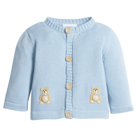 Teddy Bear Crochet Cardigan, Blue