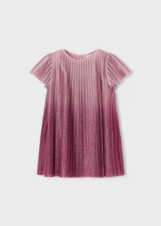 Shimmer Shine Pleated Dress, Pink