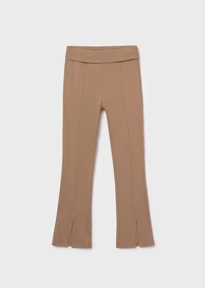 Front Slit Knit Flair Legging, Caramel