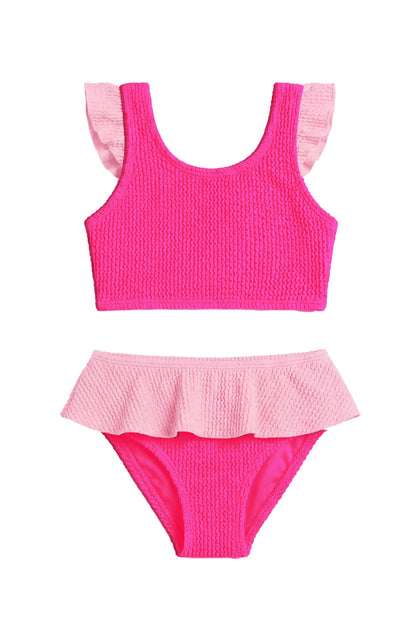 Daisy Crinkle Ruffle Bikini - Fuchsia