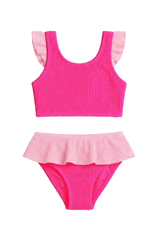 Daisy Crinkle Ruffle Bikini - Fuchsia