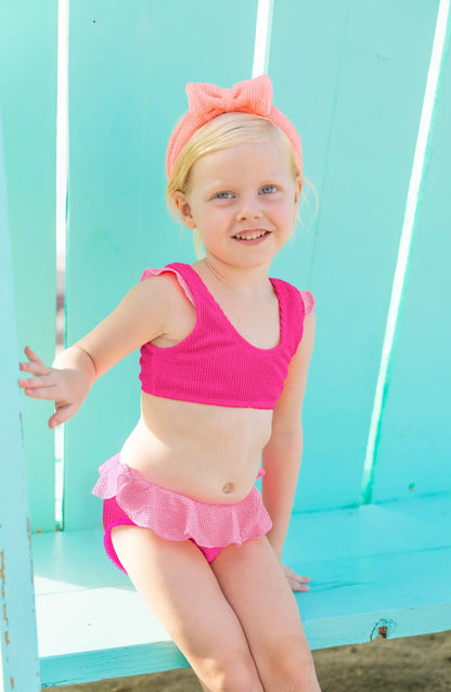 Daisy Crinkle Ruffle Bikini - Fuchsia