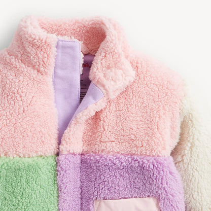 Colorblock Sherpa Jacket, Pink