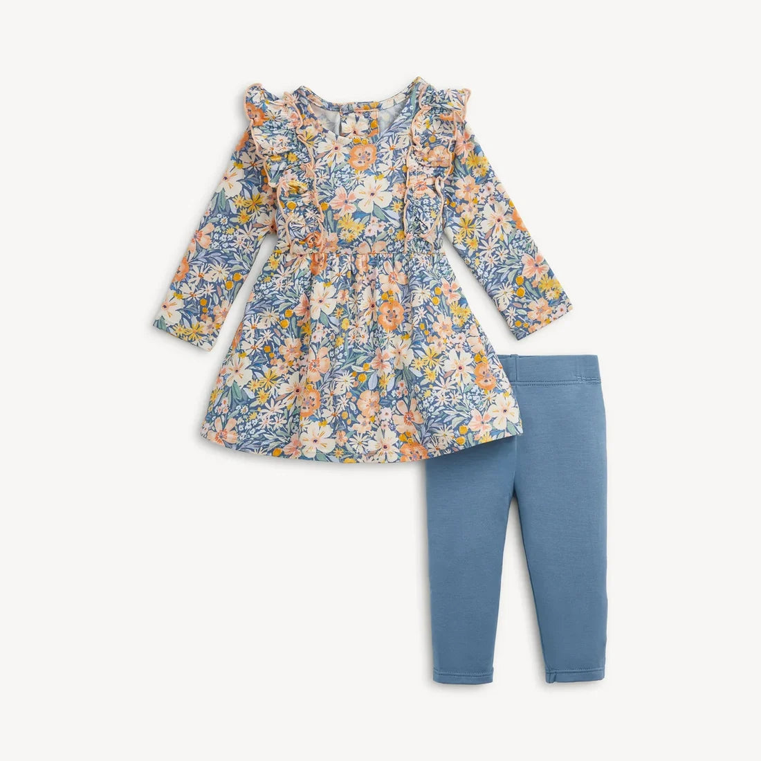 Floral Modal LS Ruffle Dress w/Legging