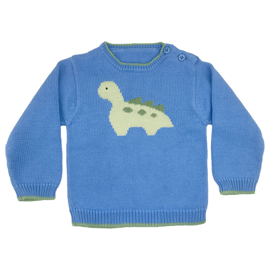 Dinosaur Knit Sweater, Blue