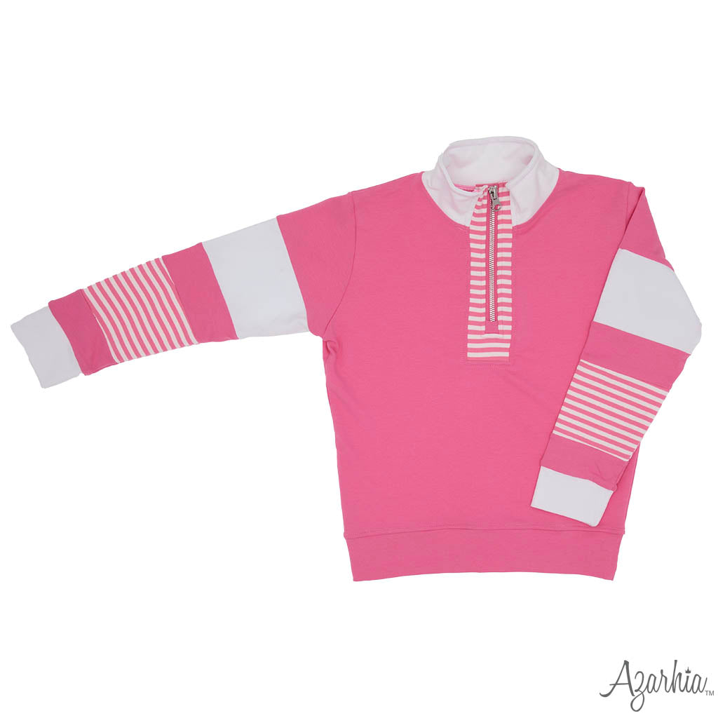 Girls Rugby Style 1/4 Zip Sweatshirt, Pink