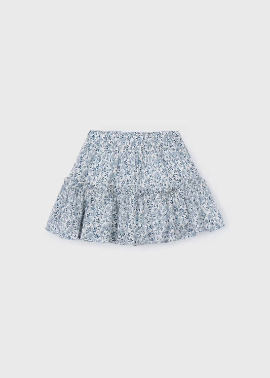Dobby Floral Skirt, Blue