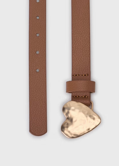 Girls Brown Belt w/Heart Buckle