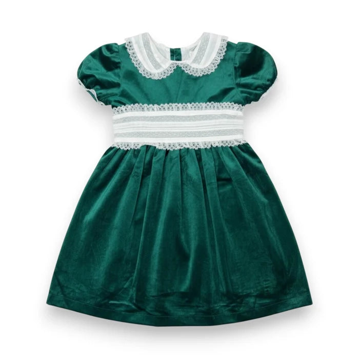 Scarlet Green Velvet Sash Waist Dress