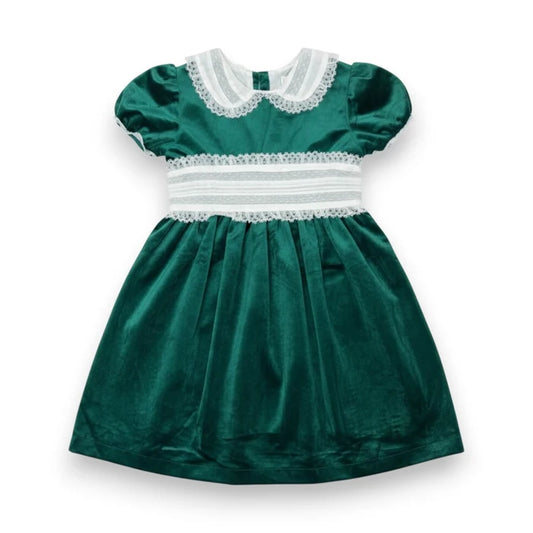 Scarlet Green Velvet Sash Waist Dress