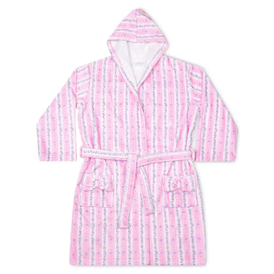 Floral Stripes Plush Robe