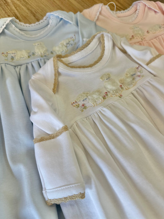 Embroidered Lambs Gown (3 colors)