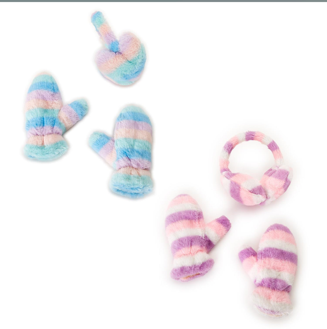 Pastel Ombre Soft Heart Earmuffs & Mitten Set (2 color options)