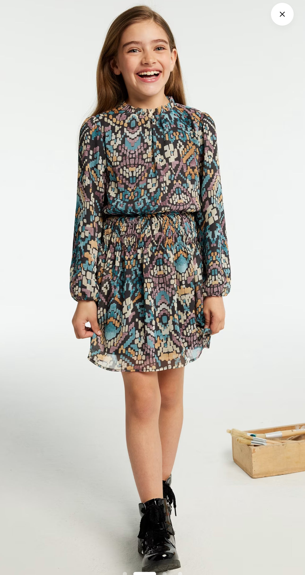 Gathered Printed Dress