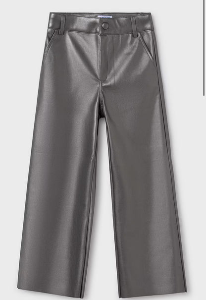 Metallic Wide Leg Pant, Silver