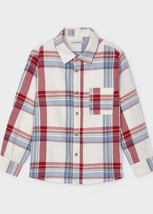 Boys Red/BabyBlue Plaid Buttondown