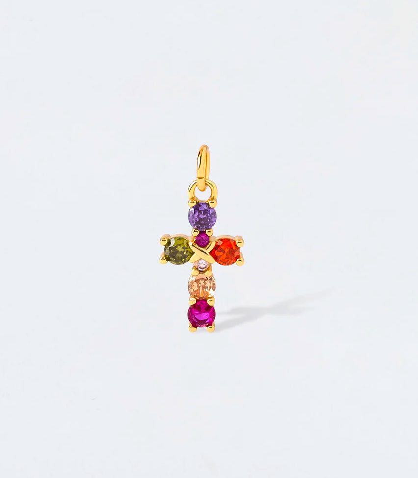 Multicolor Cross Charm Pendant