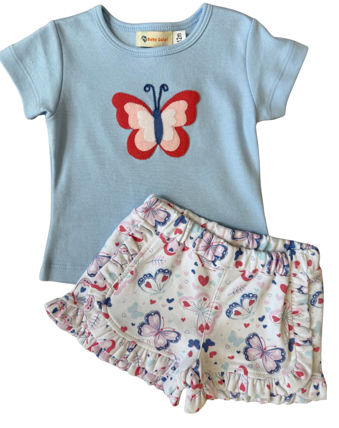 Butterfly Applique Top w/ Printed Ruffle Shorts