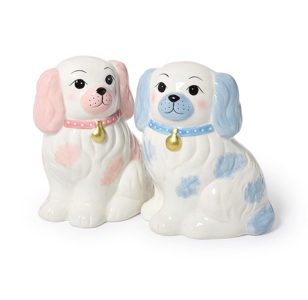 Staffordshire Dog Hand-Painted Money Bank Assorted 2 Colors: Pink and Blue - Ceramic/Rubber