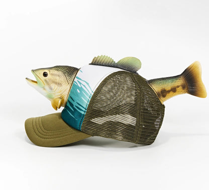 3D Animal Head Trucker Hat, Largemouth Bass
