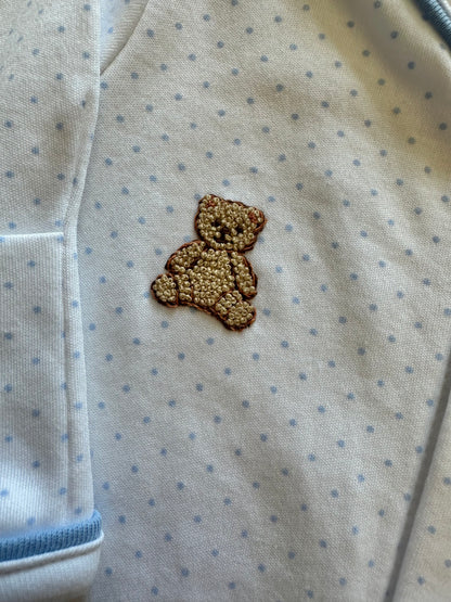 Embroidered Teddy Bear Footie, Blue Dots