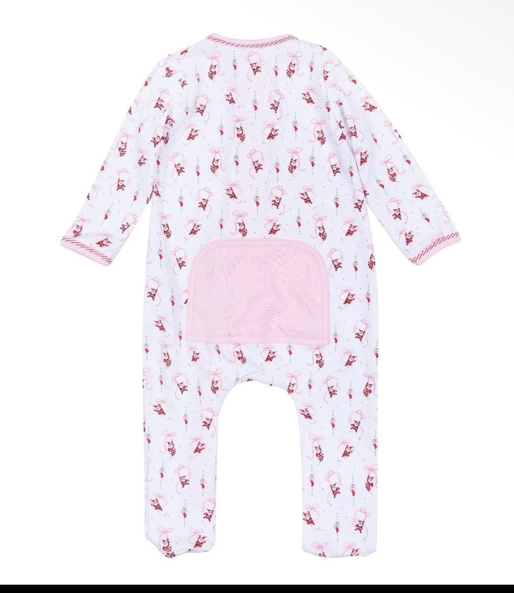 Jolly Ribbons Print Ruffle Zip Footie