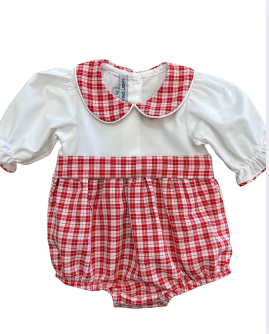 Plaid Girl Bubble, Red/White