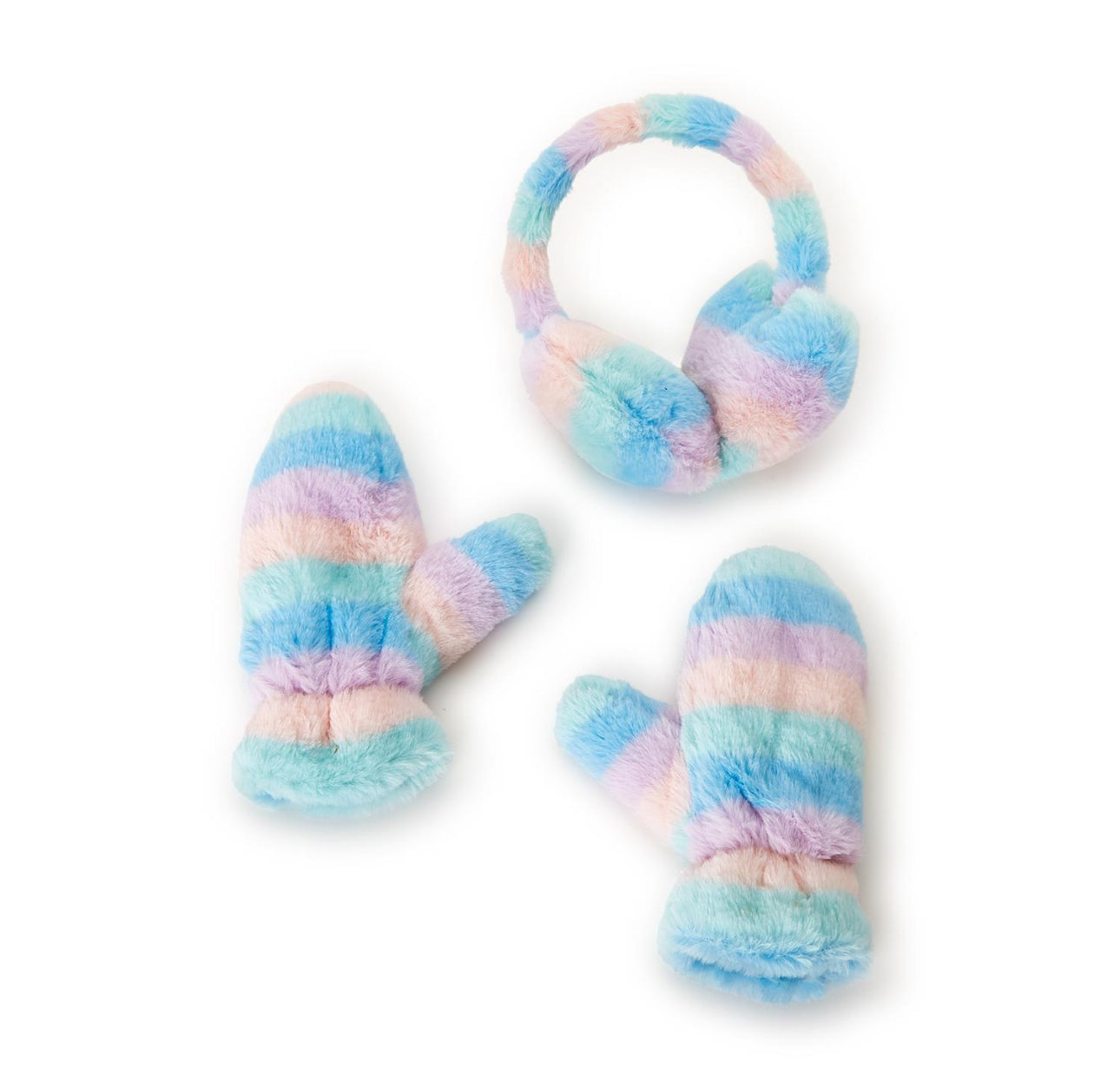 Pastel Ombre Soft Heart Earmuffs & Mitten Set (2 color options)