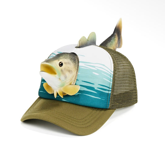 3D Animal Head Trucker Hat, Largemouth Bass