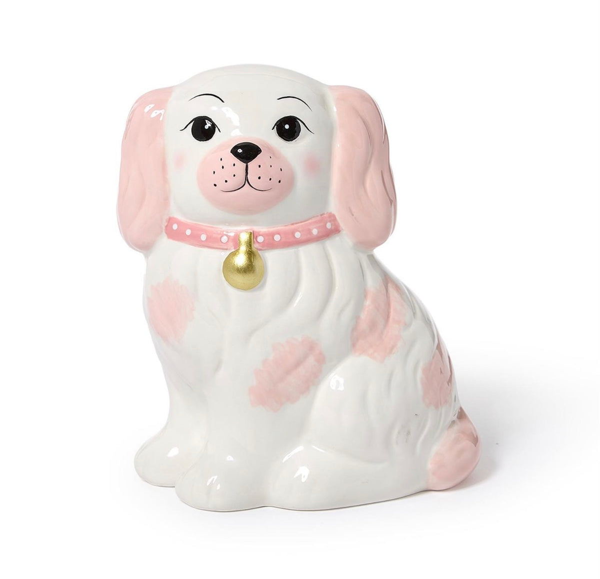 Staffordshire Dog Hand-Painted Money Bank Assorted 2 Colors: Pink and Blue - Ceramic/Rubber