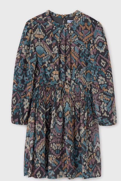 Gathered Printed Dress