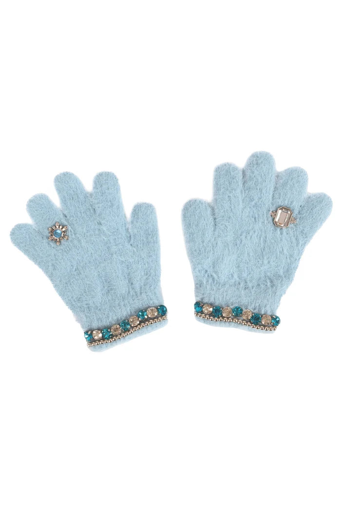 Boujee Bijou Gloves, Light Blue